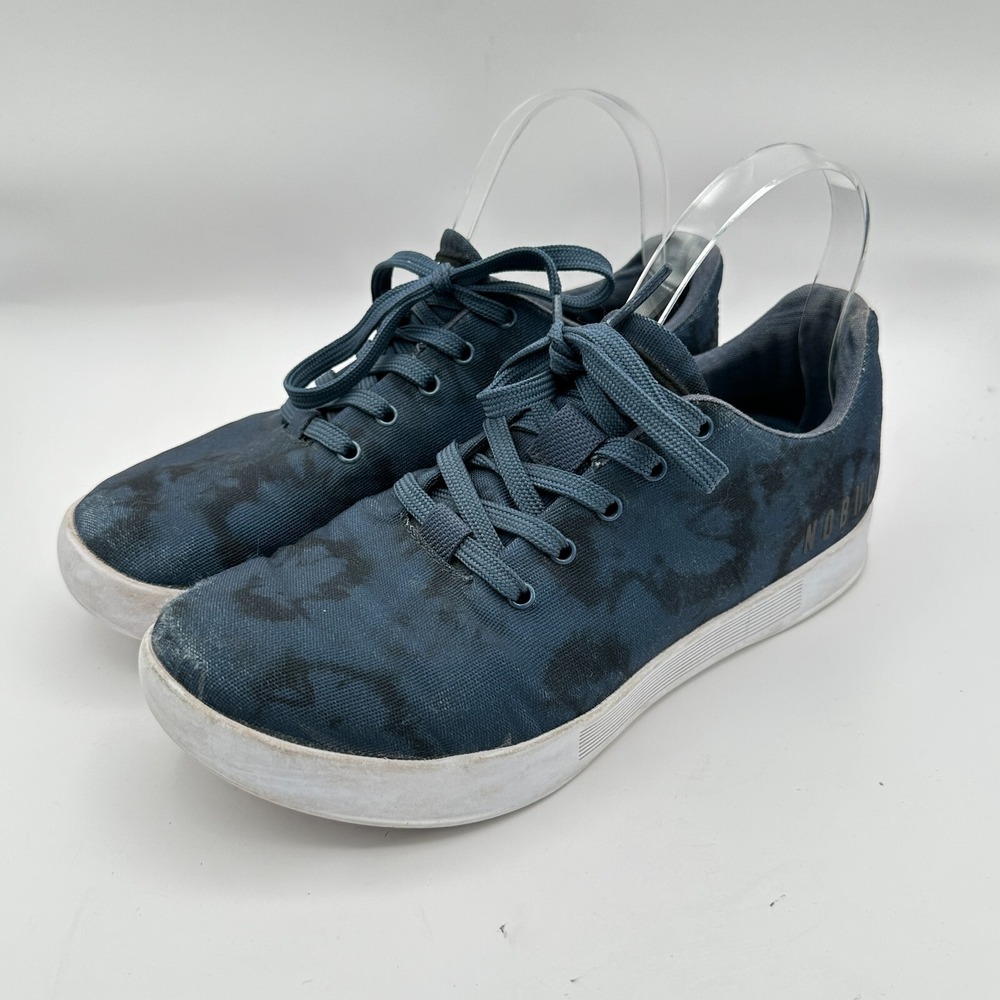 Nobull Sneaker Shoes Mens 6.5 Womens 8 Blue Black Canvas Tie Dye Workout Gym